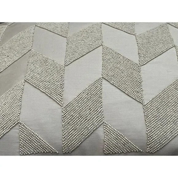 Ralph Lauren Lucia Herringbone Beaded Decorative Pillow GREY NEW $285 - Picture 2 of 5